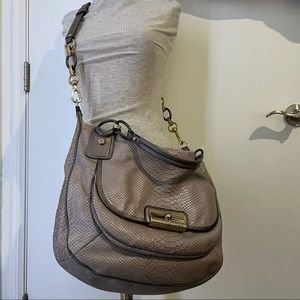 100% Authentic COACH Large Taupe Python Leather Handbag Crossbody Satchel Bag